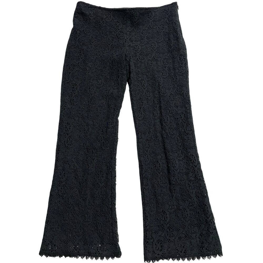 VTG Hype Lace Pants Cropped Boot Cut Womens Size 4 USA Made 7102801 G8974 Black